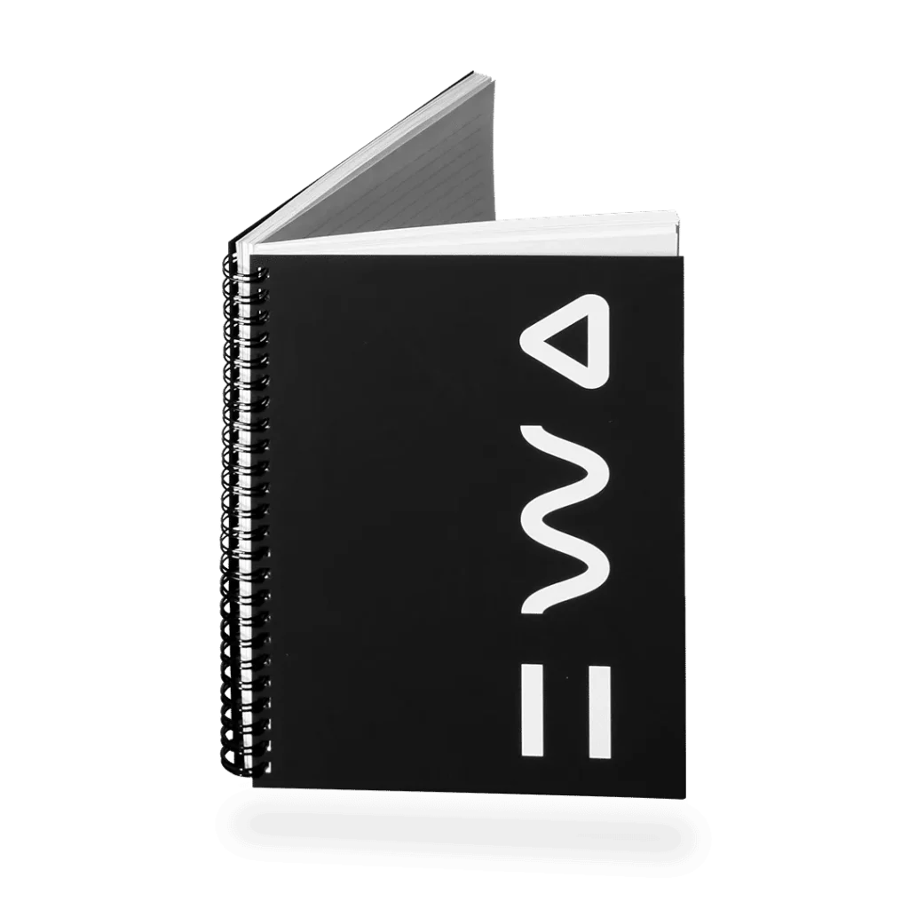 Брендированный блокнот с белым логотипом EWA PRODUCT